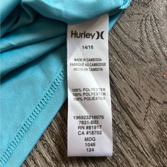 Hurley Youth Girl's Long Sleeve UPF 50+ Moisture Wicking Swim Top - Picture 4 of 4